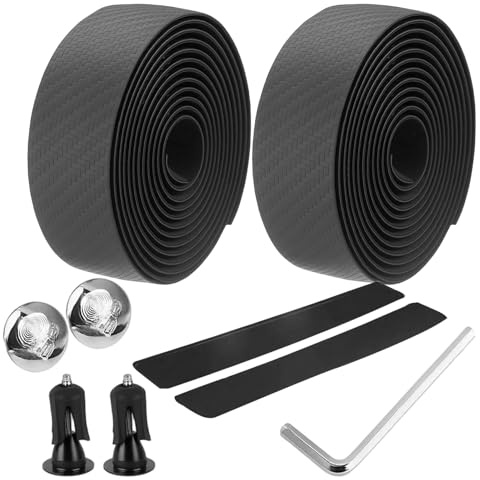 KRYMXAR Lot de 7 rubans adhésifs pour guidon de vélo de course - Noir - Antidérapant et absorbant les chocs - Idéal pour la ville et la route