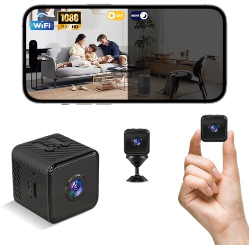 Anluoamfuy Mini Telecamera WiFi Interno, Videocamera Sorveglianza 1080P, Telecamera Nascosta, Mini Videocamera, Sorveglianza Senza Fili, Visione Notturna, per Casa, Bambini
