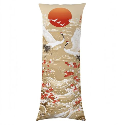 Seitenschläferkissen Bezug 40 x 145, japanisch Kissenbezug 40x145 Kissen seitenschläfer Blume Muster Samt Weich Kissenbezüge, Doppelseitig Drucken mit Reißverschluss für Sofa Schlafzimmer, Model1732