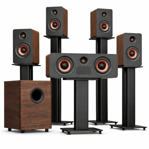Flagship True 5.1.4ch HiFi Surround Sound System with Dolby Atmos, 900W Sound Bar for TV with Subwoofer Down to 25Hz, 4 Surround Speakers, TV Speaker Soundbar, Wooden HiFi Cabinets, eARC, BT 5.4