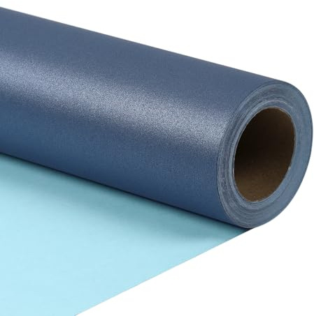 BIOBROWN Geschenkpapier Rolle 43 cm x 10 m Blau Perlmutt-Glanz Geschenkpapier in Einfarbig Ideal für Feiertage, Hochzeit, Valentinstag, Geburtstag & Taufe