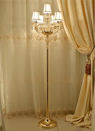 Europäische Kristall-Stehlampe mit Stoff-Lampenschirm für Wohnzimmer und Schlafzimmer, luxuriöse Dekoration