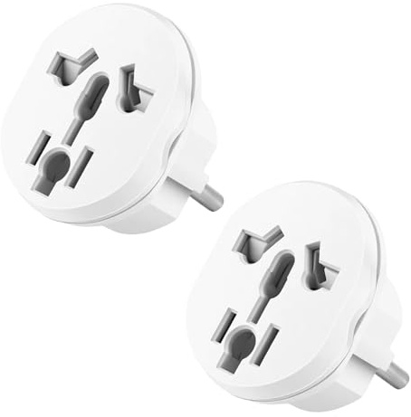 Kioylmo Adaptador de Enchufe Universal a Europa, 2 Unidades, 16 A | para Clavijas de EE. UU., Reino Unido, Australia, China y Japón; Formato Compacto de 250 V que no Convierte el Voltaje