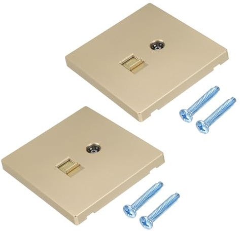 sourcing map 2Pcs RJ45 CAT6 Socket with M4 Screw,90x86mm,Golden | TV Aerial Coaxial Socket,Wall Plate Outlet for Home Ethernet Cable Lead Networking