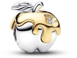 PANDORA Charm Disney Schneewittchen Vergifteter Apfel Anhänger in 925 Sterling Silber mit 14 Karat Vergoldung und Labor Diamant 0.012 ct, Apple Charm, kompatibel Moments, 764384C01