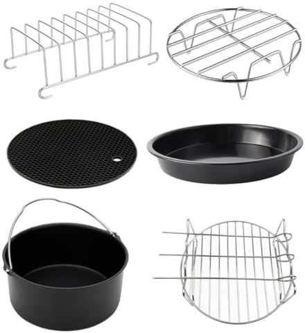 Angoily 6stücke Teiliges Airfryer Zubehör Set Backzubehör für Kuchen Pizza Backformen Vielseitiges Backblech Bpa frei Langlebig für Heißluftfritteuse Geeignet