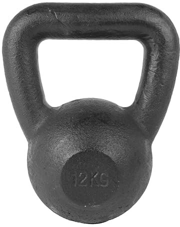 Tunturi Kugelhantel 12 kg aus Gusseisen mit Gummiboden, Kettlebell