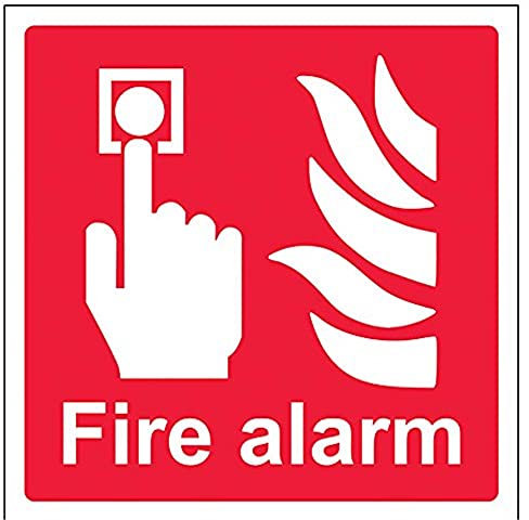 vsafety 13011 am-s Alarme incendie Logo équipement signe, autocollant en vinyle, Carré, 150 mm x 150 mm