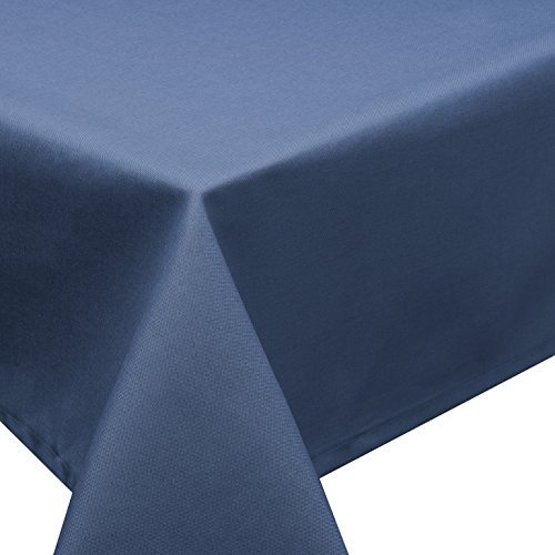 Tischdecke Fleckschutz Lotus Effekt Garten LEINEN Optik bügelfrei abwaschbar Uni Farbe Blau Größe oval 160x220 cm