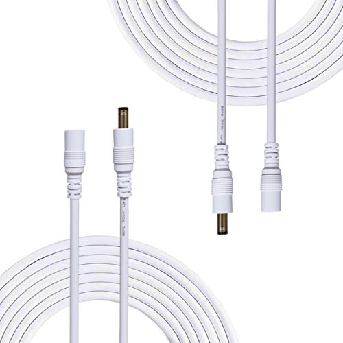 Liwinting 2pcs 5m/16.4Feet DC Verlängerungskabel 5.5 mm x 2.1 mm DC Anschlusskabel DC/Gleichstrom Verbinderkabel DC Verteiler Männlich zu Weiblich Verbinder für Netzteil,LED,CCTV-Kamera Power - Weiß