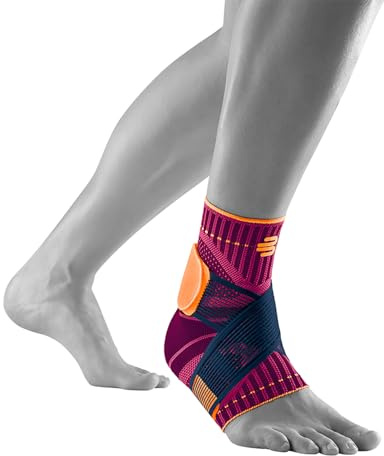BAUERFEIND, 1 Unisex Ankle Support for Sports, Left Ankle Brace, For Ball Sports, Physical Activities, Stabilization, With Level Strap System, Size: XS, Pink, 11419401950710 | Compression Ankle Brace, Adjustable Taping Strap for Stability, Breathable Lightweight