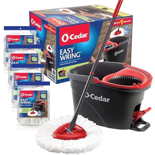 O-Cedar, Mocio rotante, rosso, grigio, con 4 ricariche extra
