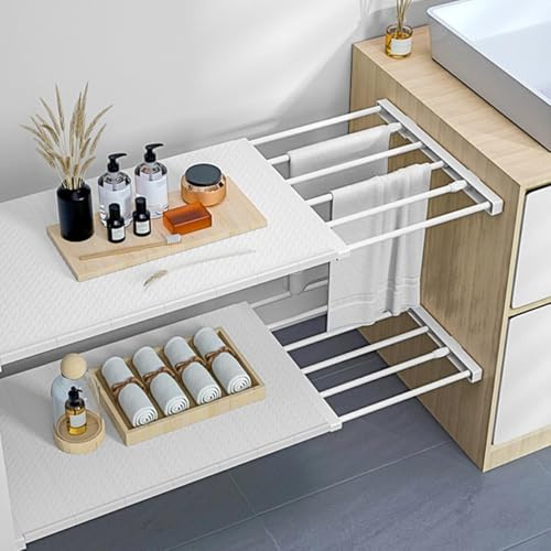 Homieco Verstellbare Schrankregal Edelstahl Erweiterbares Einlegeböden Regaltrenner Schrank Ohne Bohren Shelf Organizer DIY für Küche Bücherregal Kleiderschrank Badezimmer