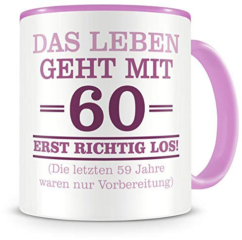 Samunshi® Tasse mit Spruch witzige Geschenke zum 60 Geburtstag Mann Frau Oma Opa Geburtstag Geschenkideen zum 60 Geburtstag rosa