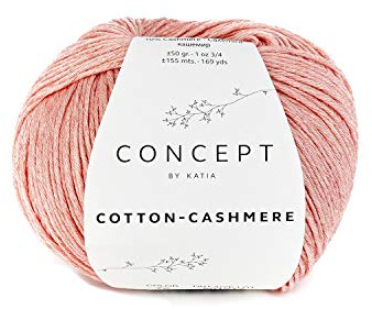 Katia Cotton Cashmere Fb. 72 lachs, Wolle mit Baumwolle und Kaschmir zum Stricken und Häkeln