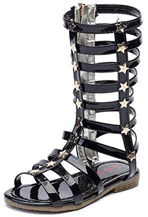 BININBOX Sandali gladiatore al ginocchio da ragazza (Nero, numeric_34)
