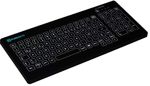 PUREKEYS - Kompaktbreite - Design 2022 - Kabellos - SCHWARZ - 40404902 - professionelle medizinische Tastatur, abwischbar, alle Desinfektionsmittel, sauber in 10 Sekunden