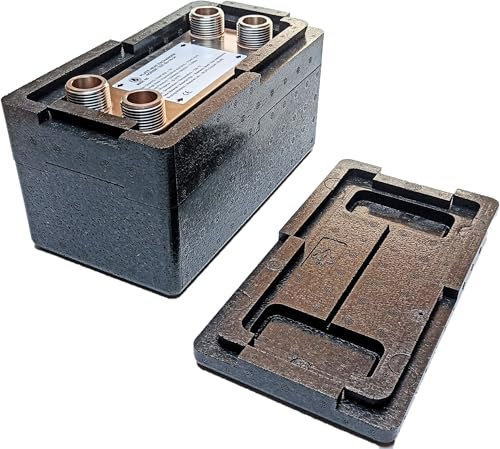 Edelstahl Plattenwärmetauscher Nordic Tec Ba-16-34 mit Isolierung Plattenwärmeübertrager Wärmetauscher 34 Platten 135kW 1”