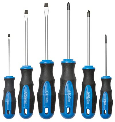 ROTATION 6-teilig Schraubendreher-Satz mit magnetischer Spitze, 3 Kreuzschlitzschraubendreher und 3 Flachschraubendreher, professioneller Kissengriff | 6-teiliges Handwerkzeug-Set