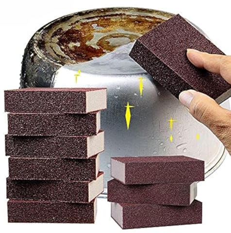 Alfykym Paquete de 10 esponjas de carborundum Elite Emery Esponjas de limpieza, cepillo de carborundum y depuradores de arena óxido para limpiar ollas y sartenes de cocina