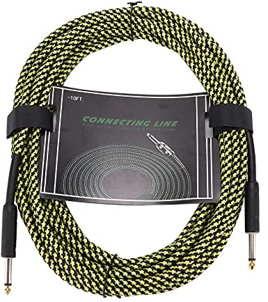 Eujgoov Gitarrenkabel 10M Musikinstrumentenkabel Elektrisches Instrument Basskabel AMP-Kabel(Gelb)