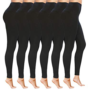 High Waist Womens Leggings - 4 Way Stretch Yoga Pants Workout Leggings - Ankle Length Jeggings for Women, No See-Through Tummy Control Soft Squat Proof Leggings (XXL, Black 6 Pack)