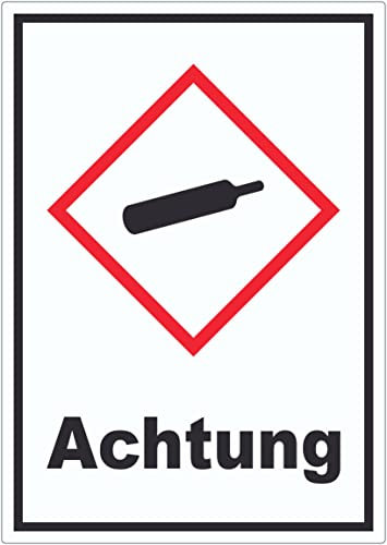 Aufkleber Gasflasche Gas unter Druck Achtung A7 (74x105mm)