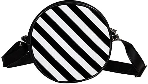 GORDESC Crossbody-Tasche für Damen und Mädchen, rund, gestreift, Schwarz / Weiß