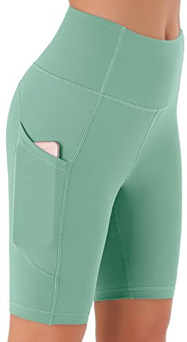 Persit Kurze Sporthose Damen, High Waist Radlerhose Sport Shorts Sommer Cycling Bike Leggins schwimmbadgrün XL