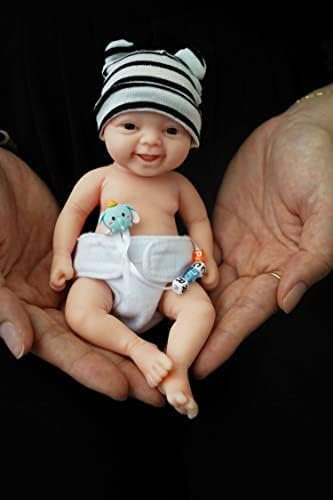 Miaio Reborn Baby Doll Boy 7 Inch Silicone Doll Mini Realistic Newborn Baby Dolls Silicone Full Body Stress Relief for Adults Hand Made with Feeding & Bathing Accessories(1 Doll+2 Sets Clothes)…