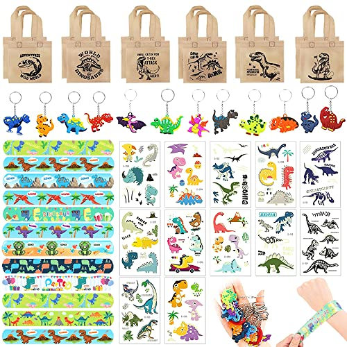 HIQE-FL Gadget Dinosauri Compleanno Bambini,Kit Festa Dinosauri Compleanno,Braccialetto a Scatto,Sacchetto Regalo per Feste,Festa Compleanno Dinosauri