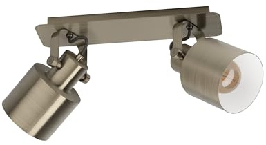 Eglo Spotlight bar Southery | ceiling light fitting with 2 adjustable spot lights, elegant living room lamp made of burnished metal, track lighting with