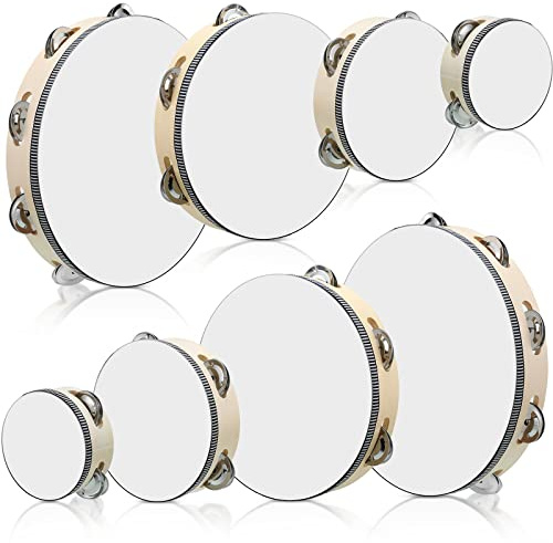Reginary Tamburin für Erwachsene, Hand-Tamburin, 4 Größen, einreihig, Metallschellen, Tamburin, musikalisches pädagogisches Tamburin, Geschenk, Rhythmus, Percussion-Instrument für Kirche, Party, KTV