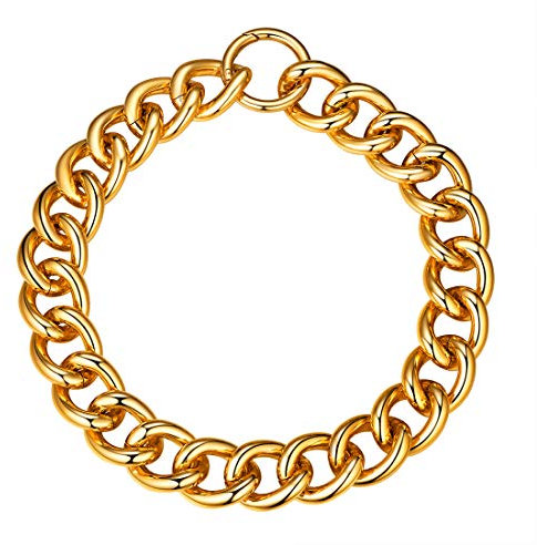 U7 Gold Big Chain Choker For Teen Girls Womens 18inches Short Chunky Necklaces