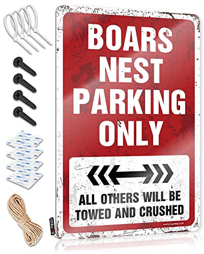 Lustiges Bierschild Wildschwein Nest Parking Only Blechschild Wohnheim Zimmer Türschild Bierdekorationen für Männerhöhle (Größe: 20 x 30 cm)
