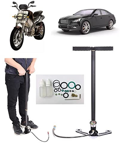 Air Gun Air Rifle Pump, 3 Stage Hand Pump 4500 psi Adaptor Air Rifle with Precision Pressure Gauge for Outside Sporting and Hunting