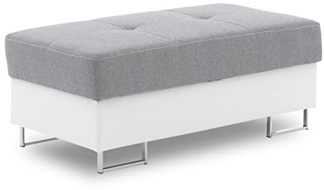 Hocker RIGATTO mit Kasten - polstermöbel. Fusshocker gepolstert für Sessel, Sofa, Couch, Sitzhocker mit Stauraum. Hocker fürs Wohnzimmer. Soft Öko-Leder Stoff. (LUX 32 + Soft 17)