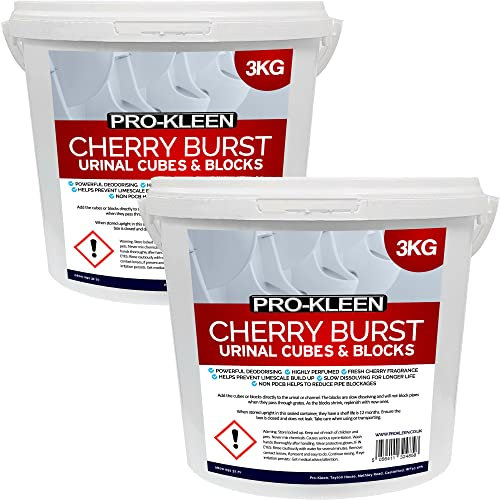 Pro-Kleen Urinal Channel Blocks 3KG - Cherry Fragrance - Non PDCB - Slow Dissolving - 30 Day Control (3kg x 2)