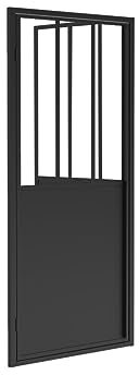 Vente-unique-Duschtrennwand mit Schwingtür - Industrial Style - 80 x 195 cm - Schwarz matt - URBANIK