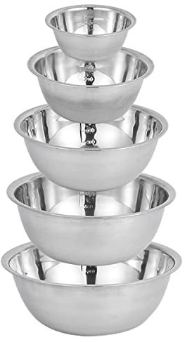 NUZAMAS Set of 5 Stainless Steel Mixing Bowls Economy Mixing Bowl Set Meal Prep Stainless Steel Mixing Bowls Set for Home Refrigerator and Kitchen Food Storage Organizers