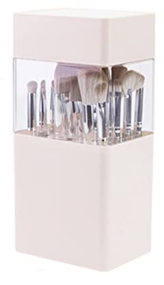 Zinaroty Soporte para brochas de maquillaje, cepillo cosmético con caja de almacenamiento, recipiente para brochas de cosméticos con capa intermedia de silicona (rosa)