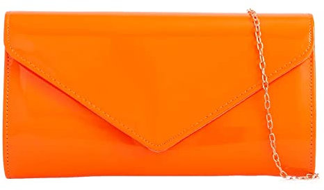 fi9 Handtasche aus Lackleder, für Braut, Hochzeit, Abend, Party, Clutch, Orange, medium