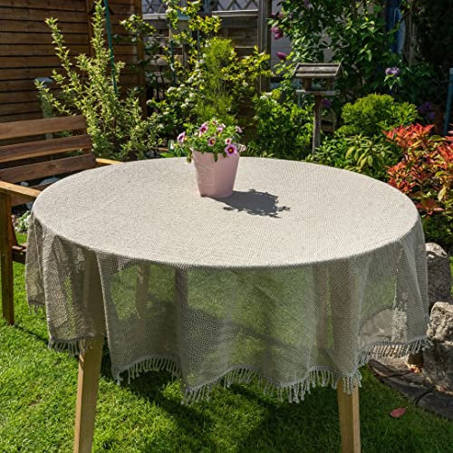 laro Gartentischdecke Wetterfest rutschfest Rund, Muster:Beige, Größe:Rund Classic 160cm