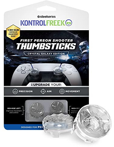 KontrolFreek FPS Freek Galaxy Crystal für Playstation 4 (PS4) und Playstation 5 (PS5) Controller | Performance Thumbsticks | 1 High-Rise, 1 Mid-Rise | Crystal
