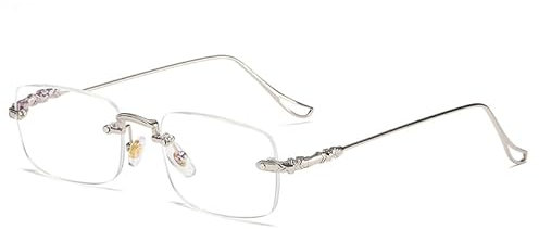 Eyglajdd Metall Lesebrille für Herren Damen Lesehilfe,1 Pack Unisex Brillen Silber +4,00
