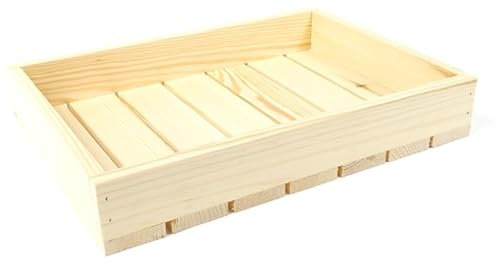Cajón decorativo de 35 x 25 x 6 cm, caja de madera ecológica, cepillada para guardar vino, frutas y verduras