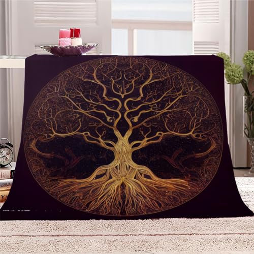 Lebensbaum Kuscheldecke Flauschig 150x200 Jahrgang Weich Sofadecke Kuschelig Decke Warm Winter Flanelldecke Wohndecke Schlafdecke personalisierte Decke Tagesdecke couchdecke