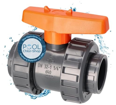 Duraol Vanne à bille 3 voies pour piscine avec raccord tuyau 38 mm | Robinet à boisseau sphérique pour piscine | Raccord PVC à coller | Accessoire de piscine prémium