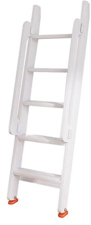 Weiße Etagenbettleiter/Schrägleiter, Hochbett/Schlafsaal-Drehmaschine for Den Innenbereich, Holzleiter Mit Haken Und Rutschfesten Füßen, Kinder-Erwachsene-Holzleiter, Kletterleiter