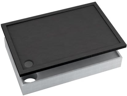 AQUABAD Duschwanne/Duschtasse | Set Basic Black Stone 80x120cm Rechteck | inkl. Styroporträger | (Gesamthöhe inkl. Träger 16 cm) zum Befliesen